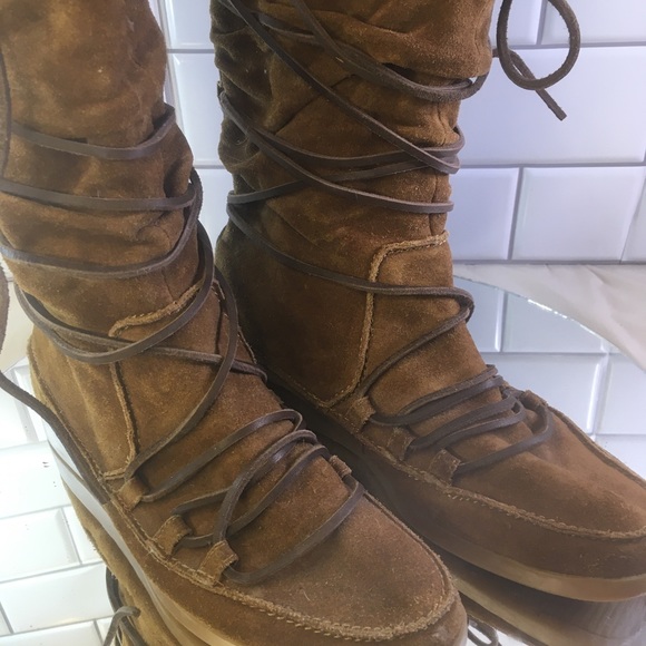 Michael Kors Moccasin Style Calf High Boots Shoes Brown Suede Womens 8 - Picture 2 of 14